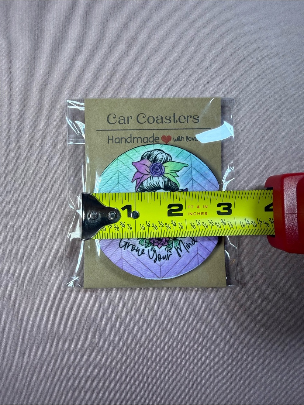 Book Lover Grow Your Mind Floral Feminine One Boutique Car Coaster Reading NWT - Picture 5 of 5